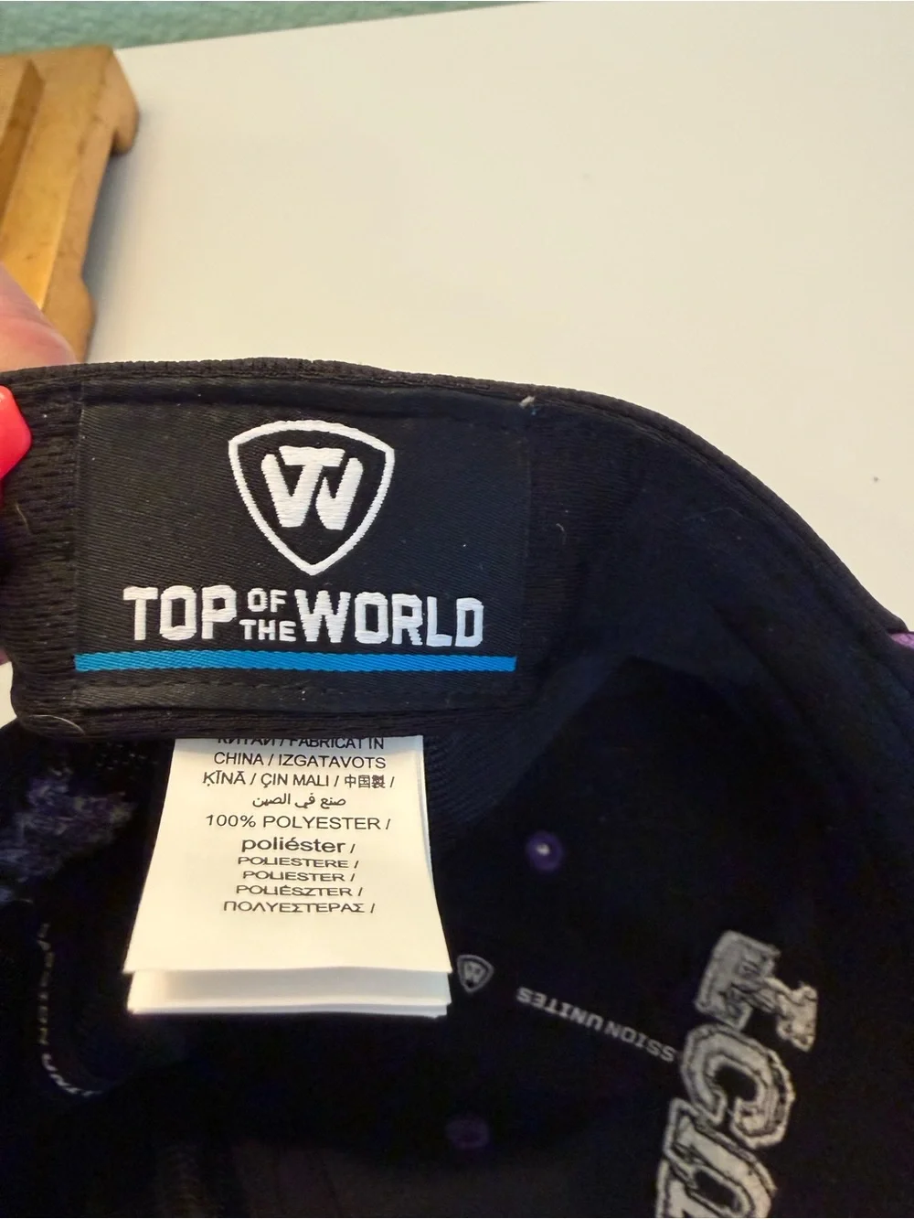 TCU Top of the World Black Cap with Purple Eyelets and White TCU logo